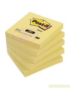 Contoh Alat Perlengkapan Kantor merk 3M Post-it , Gambar Produk 3M Post-it 654-5CY Sticky Note Canary Yellow 76x76mm 500 sheets harga 53500 di Toko Peralatan Sekolah Murah