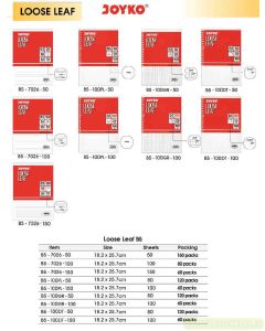 Contoh Refill Multiring Binder Note Joyko Loose Leaf B5-100DT-100 (100S) merek Joyko