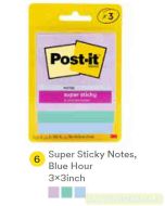 Contoh Alat Perlengkapan Kantor merk 3M Post-it , Gambar Produk 3M Post-it 3321-3SSJPBLU Super Sticky Note Blue Hour 76x76mm 135 Sheets harga 22100 di Toko Peralatan Sekolah Murah