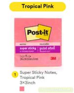 Contoh Alat Perlengkapan Kantor merk 3M Post-it , Gambar Produk 3M Post-it 654-1SSNP Super Sticky Note Tropical Pink 76x76mm 90 Sheets harga 15800 di Toko Peralatan Sekolah Murah