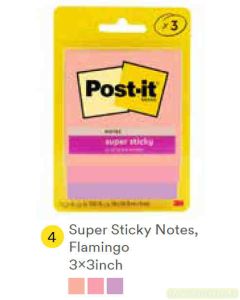 Contoh Alat Perlengkapan Kantor merk 3M Post-it , Gambar Produk 3M Post-it 3321-3SSJPFLA Super Sticky Note Flamingo 76x76mm 135 Sheets harga 22100 di Toko Peralatan Sekolah Murah