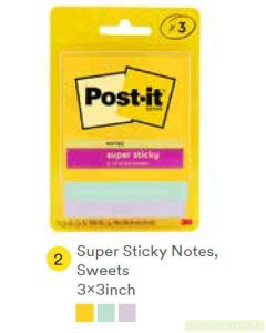 Contoh Alat Perlengkapan Kantor merk 3M Post-it , Gambar Produk 3M Post-it 3321-3SSJPSWT Super Sticky Note Sweet 76x76mm 135 Sheets harga 22100 di Toko Peralatan Sekolah Murah