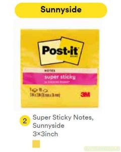 Contoh Alat Perlengkapan Kantor merk 3M Post-it , Gambar Produk 3M Post-it 654-1SS3Y Super Sticky Note Sunny Side 76x76mm 90 Sheets harga 15800 di Toko Peralatan Sekolah Murah