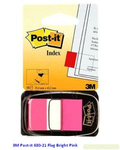 Contoh Alat Perlengkapan Kantor merk 3M Post-it , Gambar Produk 3M Post-it 680-21 Flags Bright Pink 12x43mm harga 39400 di Toko Peralatan Sekolah Murah