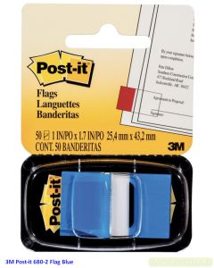 Contoh Alat Perlengkapan Kantor merk 3M Post-it , Gambar Produk 3M Post-it 680-2 Flags Blue 12x43mm harga 39400 di Toko Peralatan Sekolah Murah