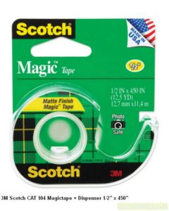 Katalog 3M Scotch harga murah & terjangkau, Image ATK Sekolah SIPLAH 3M Scotch CAT 104 Magictape + Dispenser 1/2 inch x 450 inch harga normal 20000 di Distributor ATK Bina Mandiri Stationery