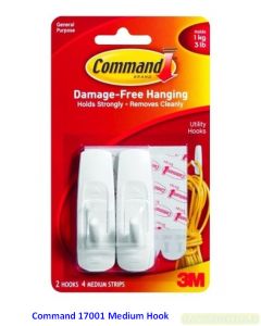 Contoh Alat Perlengkapan Kantor merk 3M Command , Gambar Produk Command 17001 Medium Hooks harga 29000 di Toko Peralatan Sekolah Murah