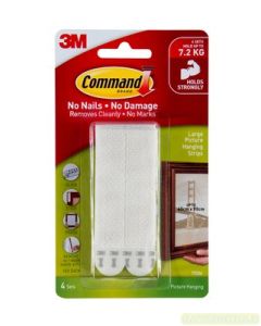 Contoh Alat Perlengkapan Kantor merk 3M Command , Gambar Produk Command 17206 Large Picture Hanging Strips harga 60500 di Toko Peralatan Sekolah Murah