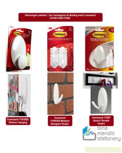 Gantungan pakaian / tas /serbaguna di dinding  merk command 17019/17081/17087 tersedia di toko bina mandiri stationery type lengkap