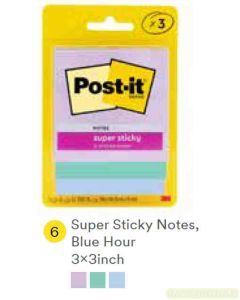 Contoh Alat Perlengkapan Kantor merk 3M Post-it , Gambar Produk 3M Post-it 3321-3SSJPBLU Super Sticky Note Blue Hour 76x76mm 135 Sheets harga 22100 di Toko Peralatan Sekolah Murah