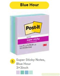 Contoh Alat Perlengkapan Kantor merk 3M Post-it , Gambar Produk 3M Post-it 654-4SSBLUHR Super Sticky Note Blue hour 76x76mm 360 Sheets harga 50700 di Toko Peralatan Sekolah Murah