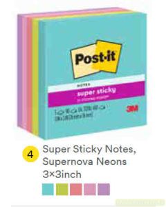 Contoh Alat Perlengkapan Kantor merk 3M Post-it , Gambar Produk 3M Post-it 654-5SSMIA Super Sticky Note Supernova 76x76mm 450 Sheets harga 62000 di Toko Peralatan Sekolah Murah