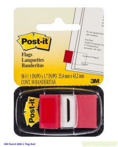 Contoh Alat Perlengkapan Kantor merk 3M Post-it , Gambar Produk 3M Post-it 680-1 Flags Red 12x43mm harga 39400 di Toko Peralatan Sekolah Murah