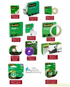 Jual Magic Tape Scotch 810 1/2 inch - 3/4 inch - 1 inch (L36/L72/M36/M72/S36/S72) 36 Yards & 72 Yards, with Dispenser 810D/C155/C60/CAT 104/CAT 105 Harga Murah di Toko ATK Grosir