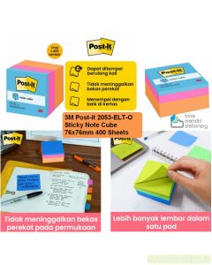 3M Post-it 2053-ELT-O Sticky Note Cube 76x76mm 400 Sheets