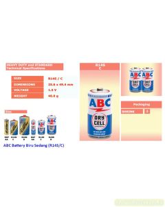 Foto produk ABC Carbon Zinc Battery Sedang (R14/C) harga normal 10800 di Toko Alat Tulis Grosir Bina Mandiri Stationery