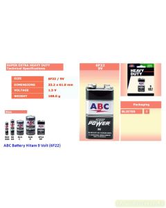 ABC Battery Baterai Carbon Zinc Super Power Hitam 9 Volt 6F22