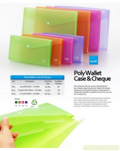 Contoh Bantex 8014 2T Polywallet Cheque with Button Check W/Button Kotak plastik jinjing kancing merek Bantex