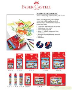 Contoh pensil tinta air mewarnai 24 warna panjang Faber-Castell Watercolour Pencils Parrot 24 L (114464) merek Faber Castell