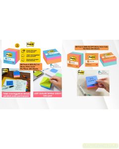 3M Post-it Lengkap murah barang Perlengkapan Kantor 3M Post-it Sticky Note Cube 2053-ELT-O / 2059-AQ CPT  (76x76mm 400 Sheets) di toko alat tulis grosir Bina Mandiri stationery