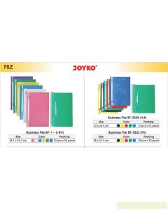Jual Joyko BF- 1-2-3-4-5-6 (F4) | BF-2330/A4 | BF-3523/F4 Map Berkas Plastik dengan Acco fastener Business File terlengkap di toko alat tulis