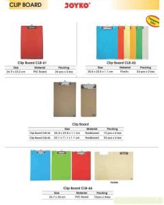 Joyko CLB-61 CLB-63 CLB-64 CLB-65 CLB-66 ClipBoard Papan Plastik Alas Menulis Luar Ruangan Sekolah dan Pabrik