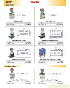 Contoh Joyko D-3 | D-4 | S-68 | S-69 | S-70 | S-71 Stempel Tanggal Date Stamp Keterangan Lunas Received Paid merek Joyko