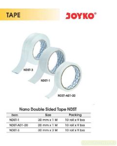 Contoh Joyko NDST-1 | NDST-3 | NDST-A01-20 Nano Double Tape Washable-Removable-Reusable tebal 2mm merek Joyko