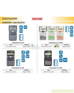 Gambar Kalkulator Scientific Ilmiah Matematika Fisika Aritmetika Joyko Calculator CC-23CO (Black,Green,Orange) merek Joyko
