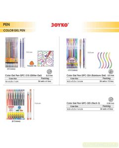 Contoh Joyko Color Gel Pen GPC-318 (Glitter Gel) Pena Jell Warna merek Joyko