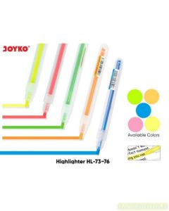 Contoh Texliner Stabilo Pewarna/Penanda Tulisan Joyko Highlighter HL-73 / HL-74 / HL-75 / HL-76 merek Joyko