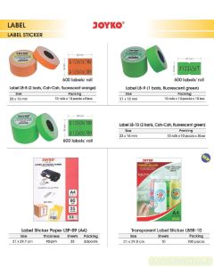 Jual Kertas Tempel Harga Joyko Label LB-9 (1 baris,Green Fluor) termurah harga grosir Jakarta