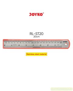 Contoh Mistar Penggaris Besi Panjang 20 cm Joyko Stainless Steel Ruler RL-ST20 merek Joyko