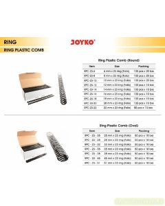 Jual Spiral Plastik jilid Binding Joyko Ring Plastic Comb RPC-23-10 (Folio) termurah harga grosir Jakarta