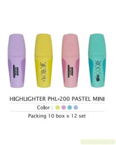 Katalog peralatan sekolah Kenko Highlighter PHL-200 Pastel Mini Set Penanda Tulisan dan gambarnya