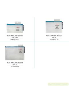 Brosur gambar alat tulis sekolah Tas Dokumen Sleting Kenko Mesh Zipper Bag MZB1-A4